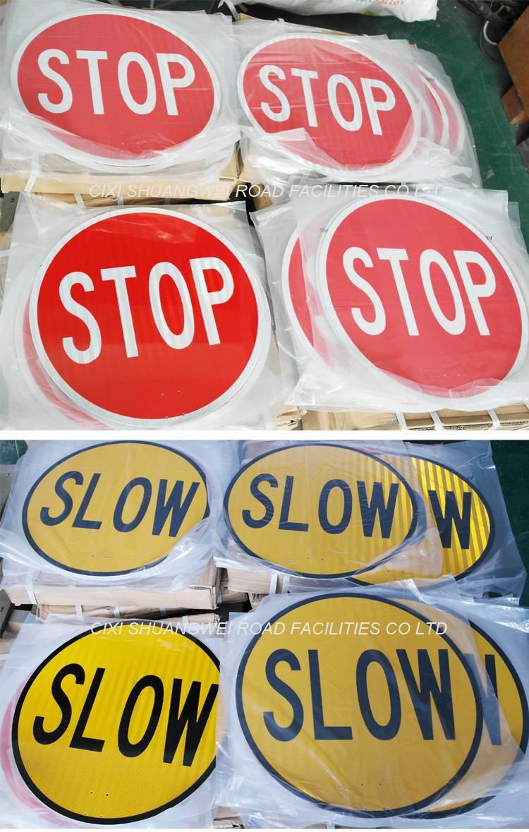 Traffic Control Stop Slow Sign