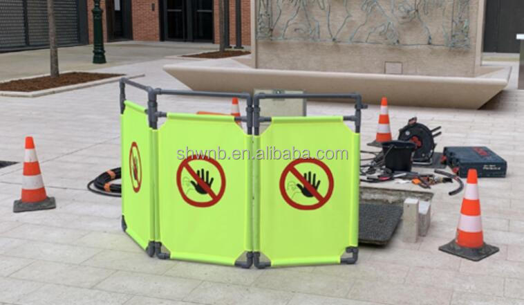 Manufacture Portable Road Safety Barricade Folding Green Cloth Plastic Traffic barrier