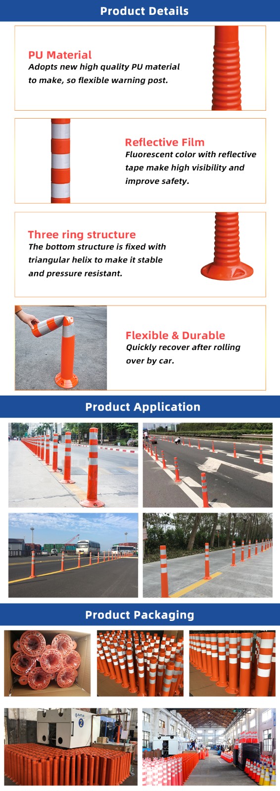 Flexible Traffic Safety Delineator Bollards